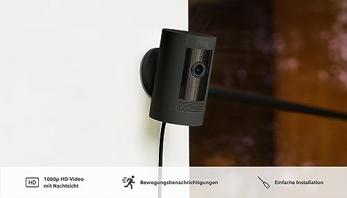 Zertifiziert und generalüberholt Ring Außenkamera Netzstecker (Stick Up Cam Plug-in) | Überwachungskamera aussen mit 1080p-HD-Video, WLAN, witterungsbeständig, geeignet für dein Haus & Grundstück