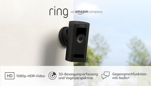 Ring Außenkamera Pro Akku (Stick Up Cam Pro) | Überwachungskamera aussen mit 1080p-HDR-Video, WLAN, 3D-Bewegungserfassung | Alexa-kompatible Sicherheitskamera