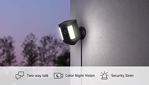 Ring Spotlight Cam Plus, Plug-in | Two-Way Talk, Color Night Vision, and Security Siren (2022 release) - Black