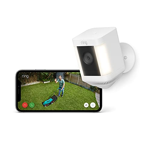 Zertifiziert und generalüberholt Ring Spotlight Kamera Plus Akku (Spotlight Cam Plus Battery)| Überwachungskamera aussen mit WLAN, HD-Video, LED-Flutlicht, Nachtsicht, Bewegungserfassung & Sirene