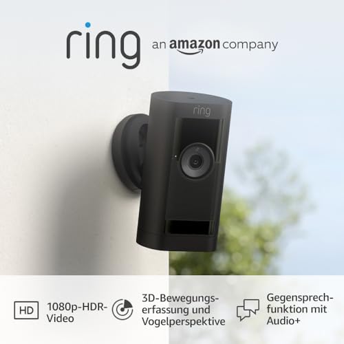 Ring Außenkamera Pro Akku (Stick Up Cam Pro) | Überwachungskamera aussen mit 1080p-HDR-Video, WLAN, 3D-Bewegungserfassung | Alexa-kompatible Sicherheitskamera