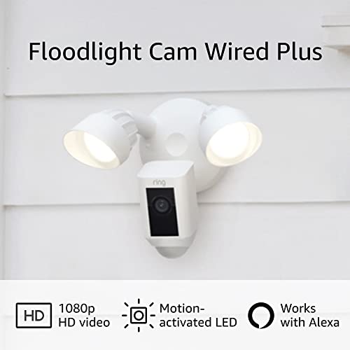 Ring Floodlight Cam Wired Plus with motion-activated 1080p HD video, (2021 release)