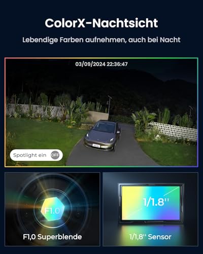 Reolink Altas PT Ultra, Erste 4K Solar Überwachungskamera Aussen Akku mit Daueraufzeichnung, 10s Voraufzeichnung, ColorX-Nachtsicht, 8MP PT WLAN Kamera Outdoor, Wi-Fi 6, Auto-Tracking, mit Solarpanel