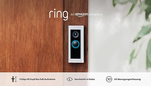 Ring Videotürklingel Pro Kabel (bisher: Video Doorbell Pro 2) von Amazon | Klingel mit Kamera, 1536p-HD-Video, Kopf-bis-Fuß-Aufnahme, 3D-Bewegungserfassung, WLAN, festverdrahtet