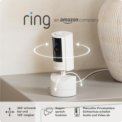 Wir stellen vor: Bewegliche Ring-Innenkamera (Pan-Tilt Indoor Camera) | Plug-in-Überwachungskamera für Haustierbesitzer | 360° schwenkbar, 169° neigbar | 30-tägige kostenlose Testphase für Ring Home