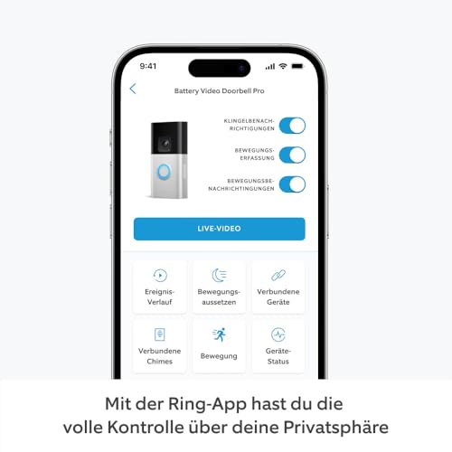 Ring Akku-Videotürklingel Pro (Battery Video Doorbell Pro) | Kabellose Videotürklingel und Sicherheitskamera, Kopf-bis-Fuß-Aufnahme, 3D-Bewegungserfassung, Nachtsicht in Farbe, WLAN