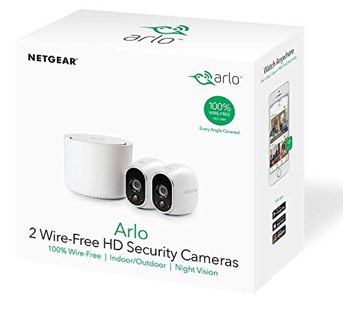 Arlo HD WLAN Überwachungskamera, 2er Set, kabellos, Innen / Aussen, Bewegungsmelder, Nachtsicht, Smart Home, CCTV, wetterfest, VMS3230, Weiß