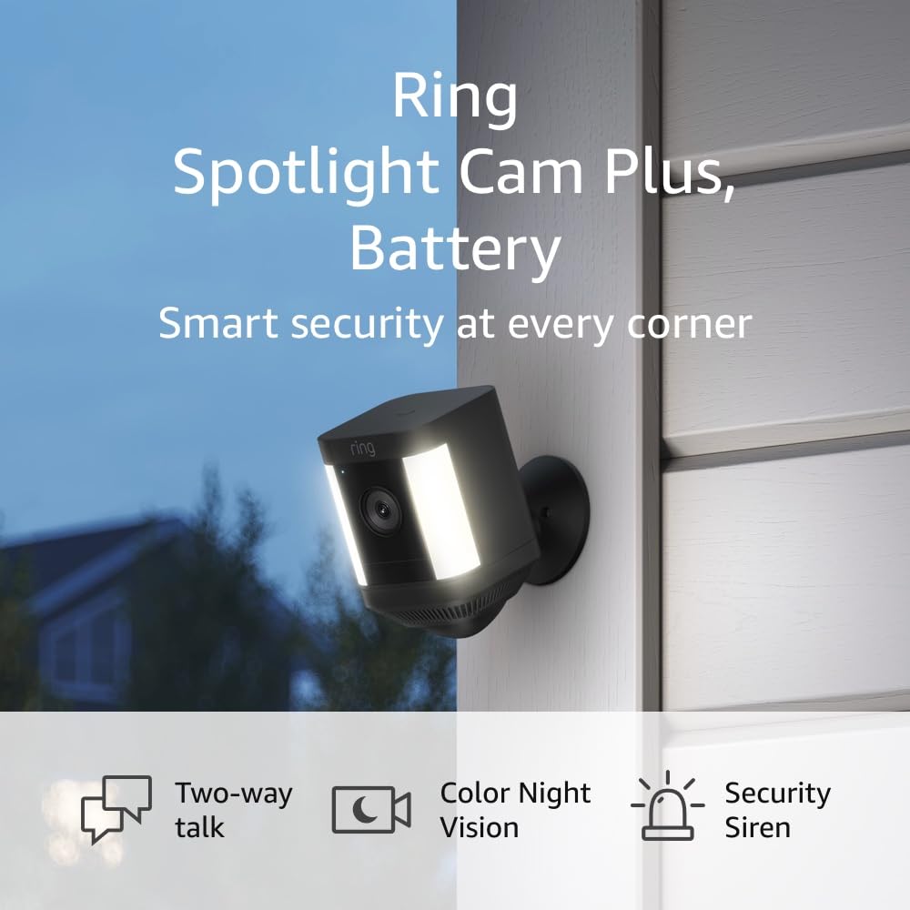 Ring Spotlight Cam Plus, Battery | Two-Way Talk, and Security Siren (2022 release)