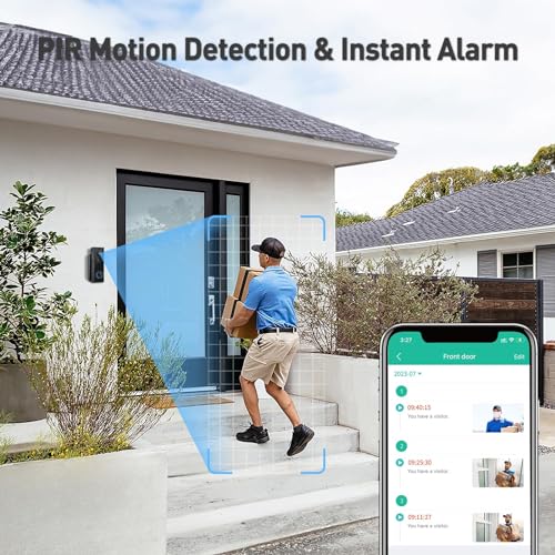 XTU Doorbell Camera Wireless No Subscription, 2K Video Doorbell with Chime, 2-way Audio, Instant Alert, Human Detection, Night Vision, 2.4G Wi-Fi, Works with Alexa and Google Assistant, Indoor Outdoor