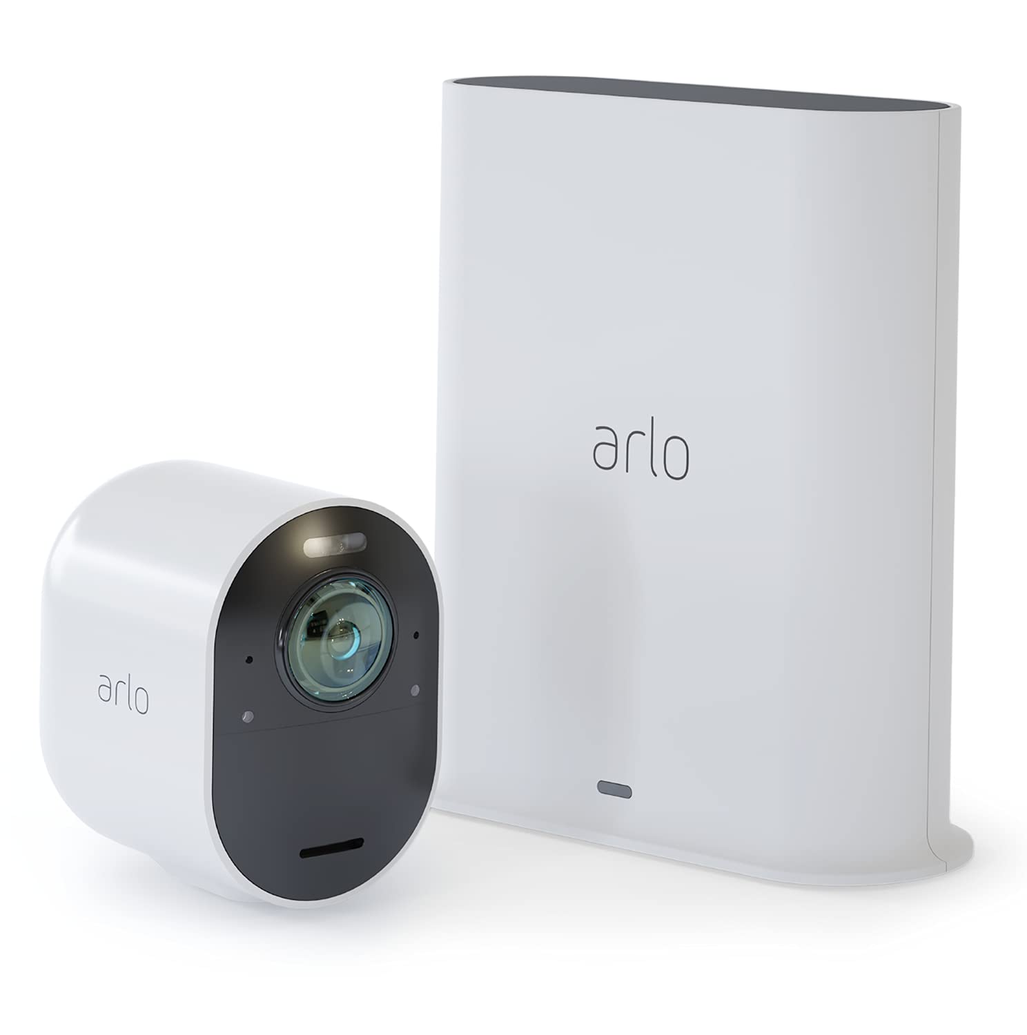 Arlo Ultra WLAN Überwachungskamera 4K Alarmanlage, Aussen, kabellos, Bewegungsmelder, Smart Home, Nachtsicht, 180 Grad, 2-Wege Audio, mit Testzeitraum für Arlo Secure Plan, Weiß VMS5140