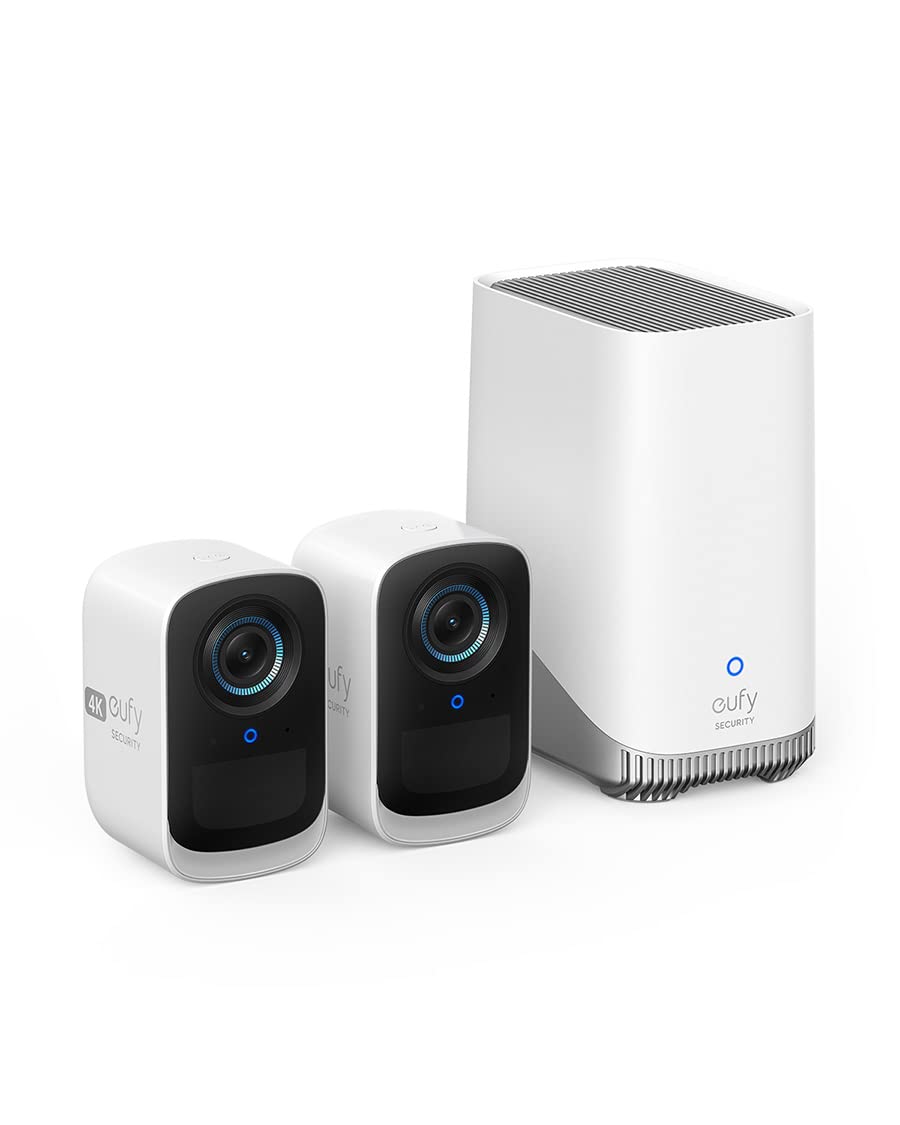 eufy Security eufyCam S300 3C, Überwachungskamera aussen,4K kabellose Überwachungskamera mit Gesichtserkennung und K.I, Farbige Nachtsicht,Erweiterbarer Speicher auf 16TB, Set2+1,Gebührenfreie Nutzung