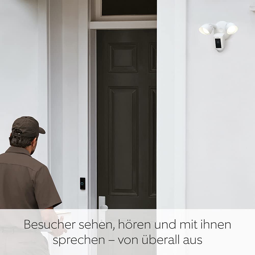 Ring Flutlichtkamera Plus Kabel (Floodlight Cam Wired Plus) | Überwachungskamera aussen mit WLAN, HD-Video, LED-Flutlicht, Nachtsicht, Bewegungserfassung & Sirene | Alexa-kompatible Sicherheitskamera