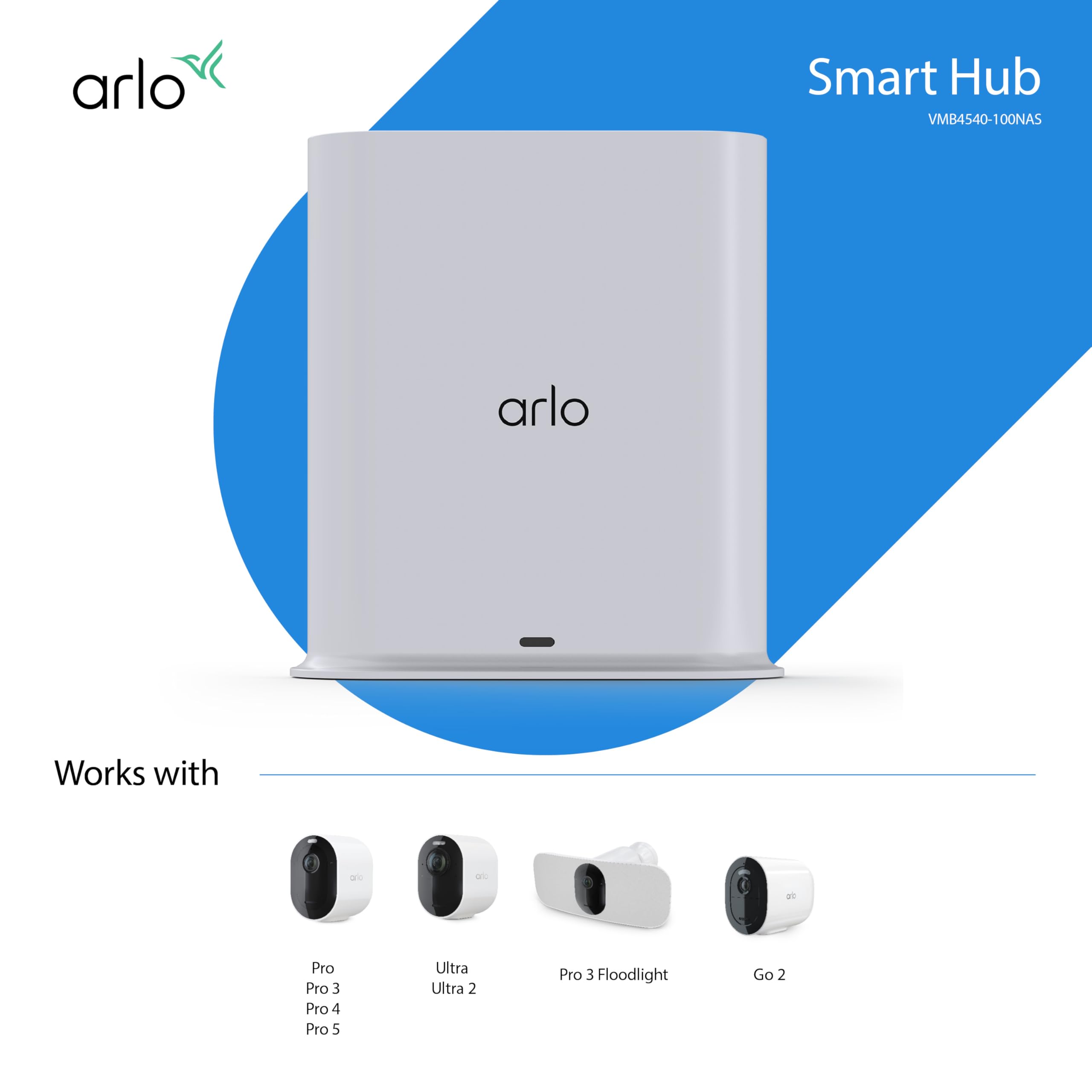 Arlo Pro SmartHub - Arlo Certified Accessory - Connects Arlo Cameras to Wi-Fi, Works with Arlo Ultra 2, Ultra, Pro 5S 2K, Pro 4, Floodlight, Essential (Gen 1) & Video Doorbell Cameras - VMB4540