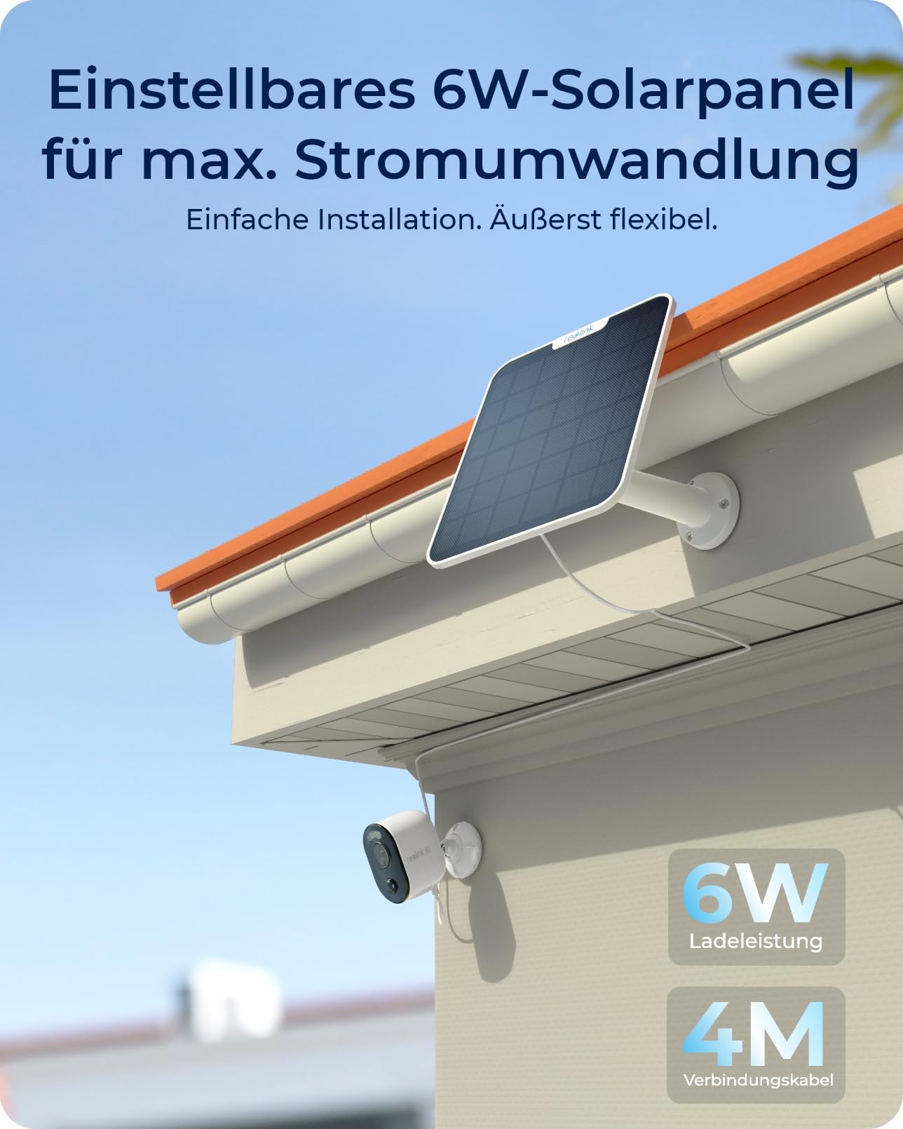 Reolink 4K Überwachungskamera Aussen Akku Argus 3 Ultra mit 6W Solarpanel, 2,4&5GHz WiFi, Solar WLAN Kamera Outdoor mit 8MP UHD Farbnachtsicht, KI-Erkennung, Keine Monatsgebühr, Standalone-Nutzung