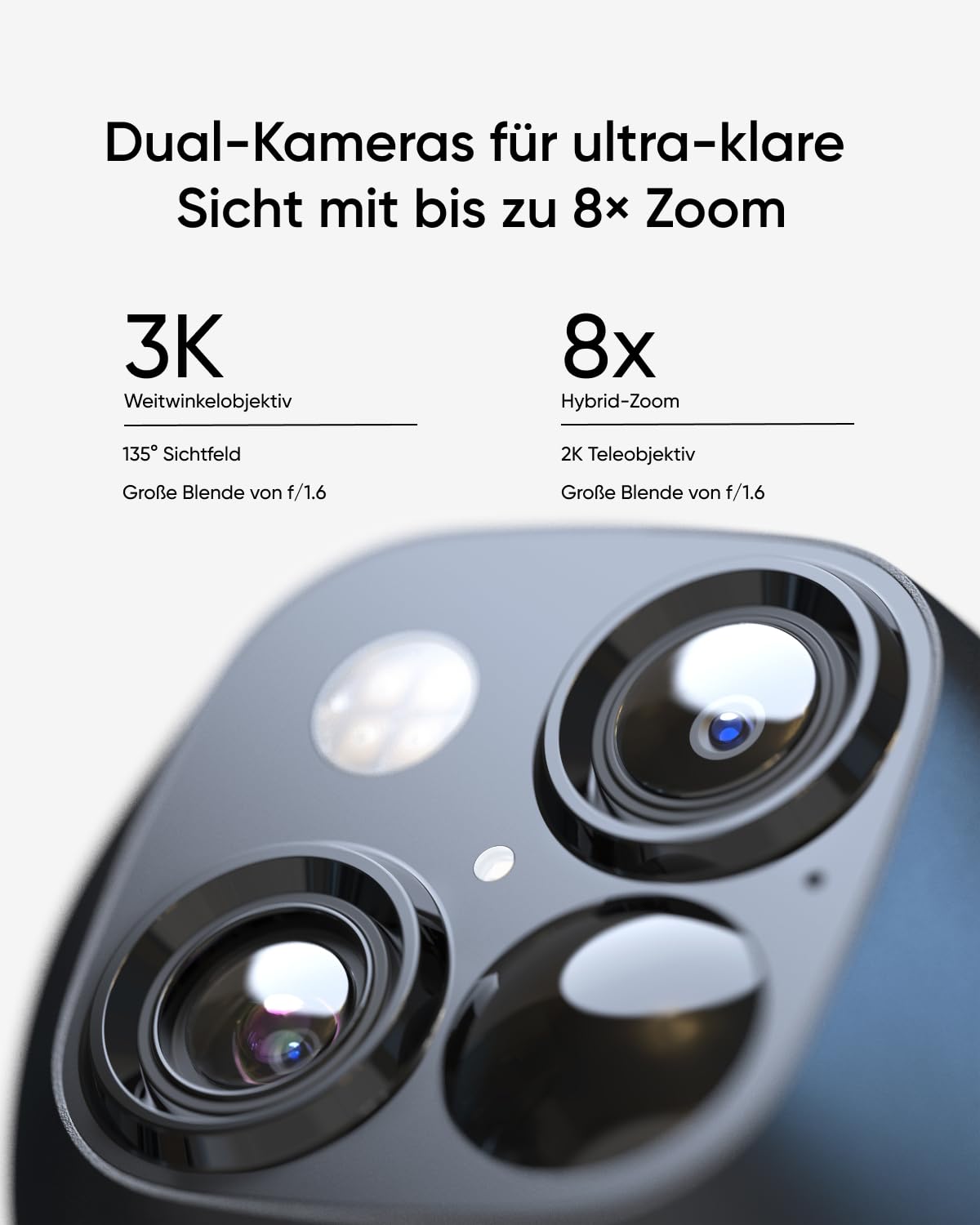 eufy Security SoloCam S340, Kamera Überwachung Aussen, 360°-Überwachung, Keine Toten Winkel, Überwachungskamera Aussen Akku, Solar, 2,4GHz WLAN, Gebührenfreie Nutzung, HomeBase 3 kompatibel