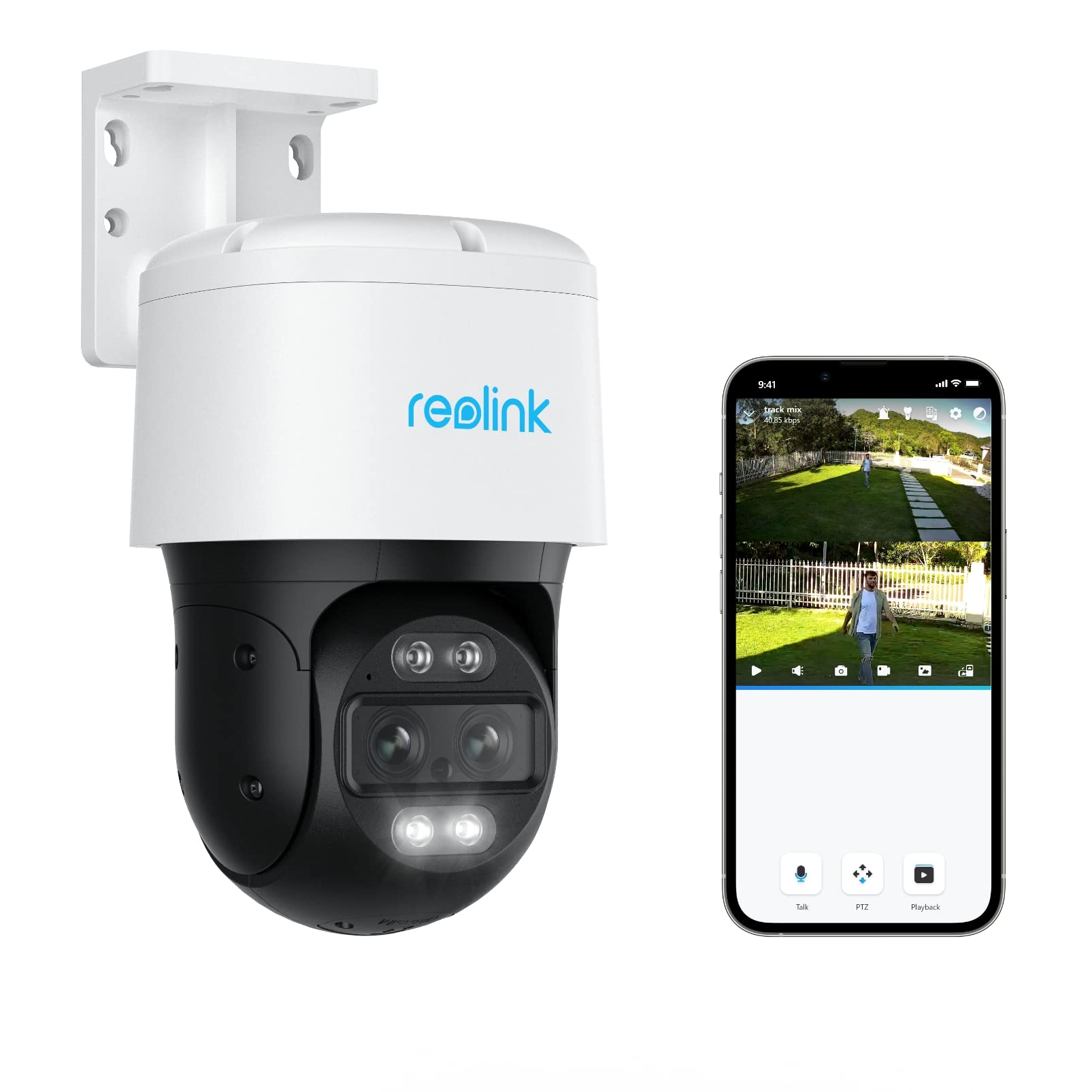 Reolink 4K 8MP PTZ PoE Überwachungskamera Außen mit Dual-Objektiv, 6X Hybridzoom, 355°/90° Schwenkbar, Auto-Tracking, Farbnachtsicht, Personen-/Fahrzeug-/Tiererkennung, 2-Wege-Audio, TrackMix PoE