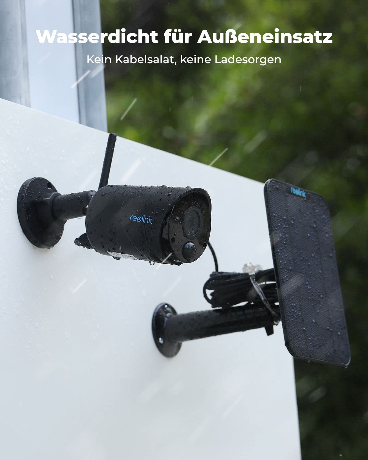 Reolink 2K 3MP Überwachungskamera Aussen Akku, Solar WALN IP Kamera Outdoor mit Person/Fahrzeugerkennung, PIR-Bewegungsmelder, 2,4GHz WiFi, IR-Nachtsicht, 2-Wege-Audio, Argus Eco(Schwarz) + Solarpanel