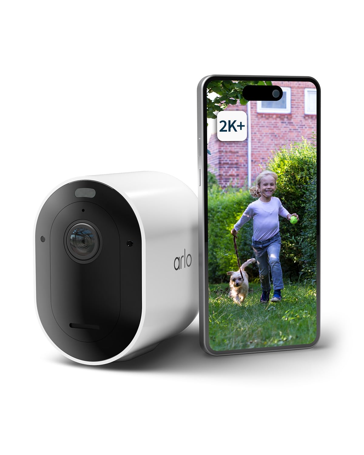 Arlo Pro 5 Überwachungskamera Aussen WLAN, 2K+ HDR Video, Kabellos, Verbesserte Farbnachtsicht, 160° Blickwinkel, Spotlight, 2-Wege Audio, Alarm Sirene Secure Testzeitraum, Weiß