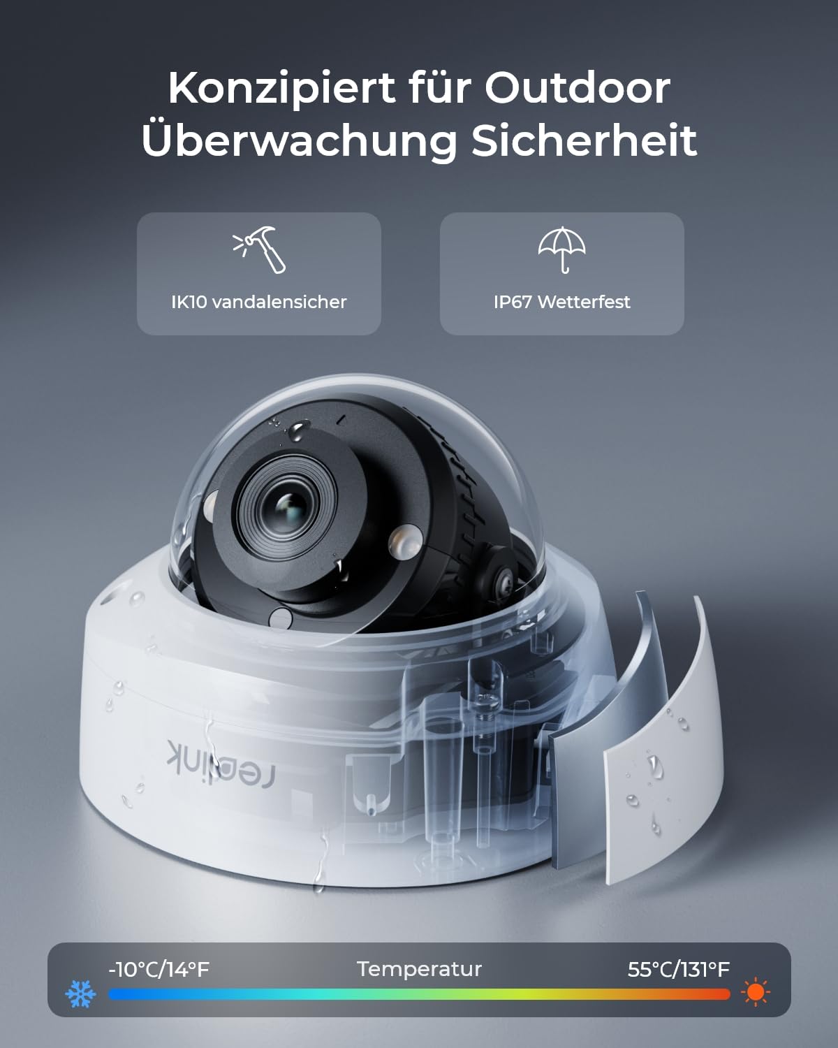 Reolink 4K UHD PoE Überwachungskamera, mit Ik10 Vandalismusschutz, Farbnachtsicht, intelligenter Personen-/Fahrzeug-/Tiererkennung, Zwei-Wege-Audio, Einer schwenkbaren Innenhalterung, RLC-840A