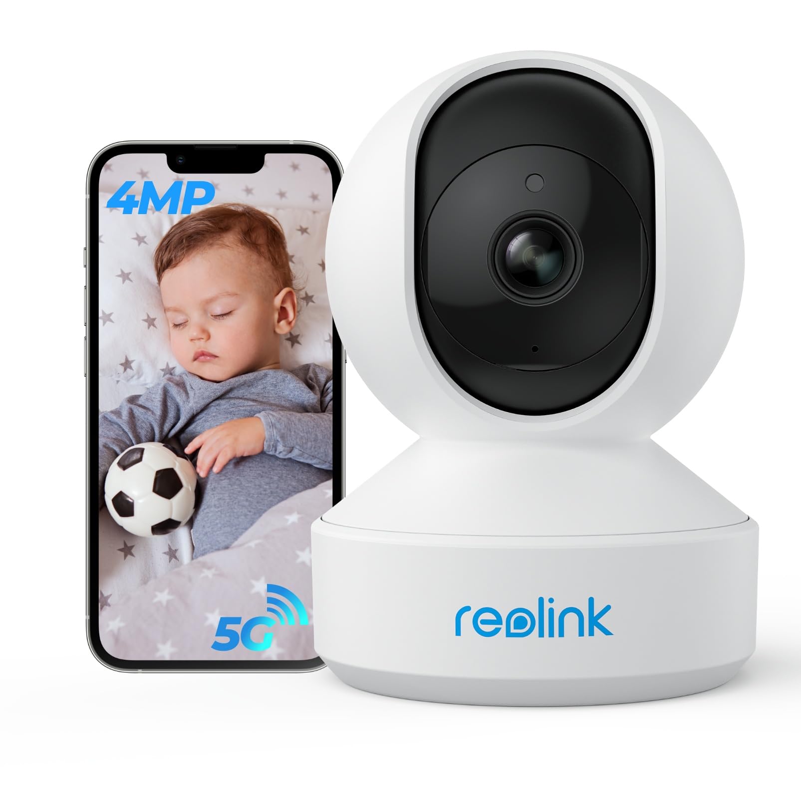 Reolink 4MP Überwachungskamera Innen WLAN Schwenkbar, Home und Baby Monitor mit Personen-/Haustiererkennung, Auto-Tracking, 2,4/5Ghz WiFi IP Kamera Indoor, 2-Wege-Audio, IR-Nachtsicht, E1 Pro