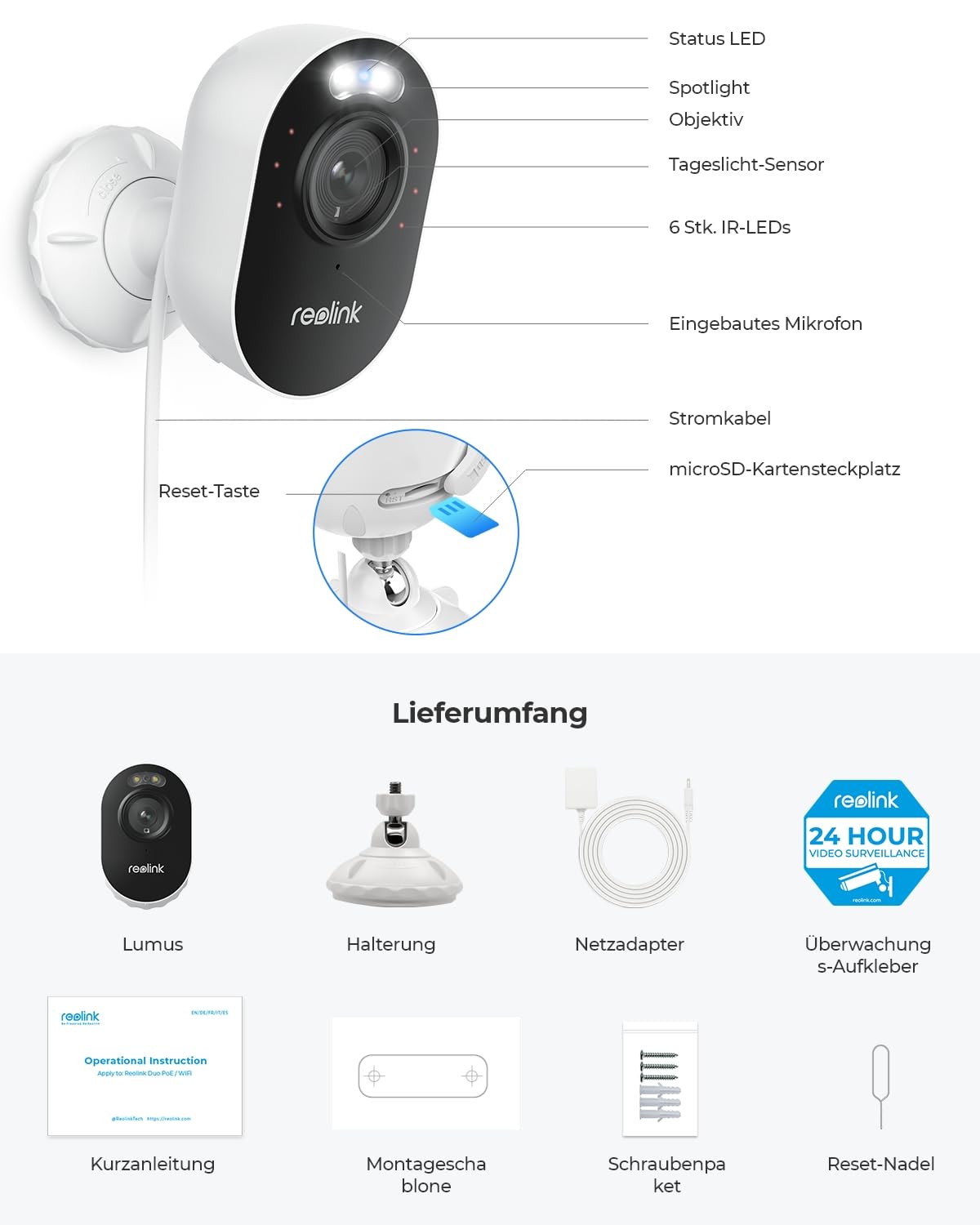 Reolink Lumus-2K 4MP Überwachungskamera Aussen mit Spotlights, 2,4/5GHz Dualband WLAN, Plug-in, smarte Person/Fahrzeug/Tiererkennung, Sofortwarnungen, Außenkamera mit Echtzeit-Gespräch