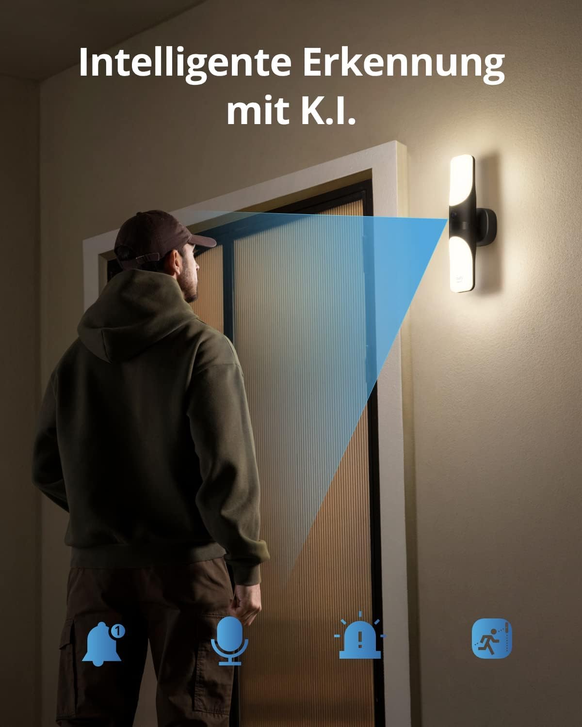 eufy Security Kabelgebundene Wall Light Cam S100, Außenleuchte mit Kamera, 2K Überwachung, 1200 Lumen, Farbige Nachtsicht, KI Erkennung, IP65 Wasserschutz, Gebührenfrei