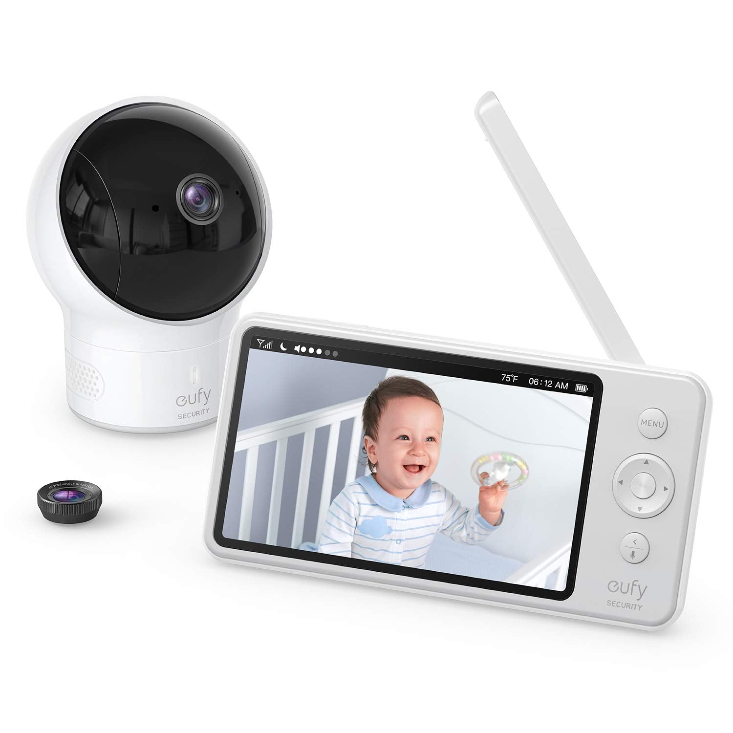 eufy Security SpaceView Babyphone mit 5 Zoll LCD-Display, 720 HD, 140m Reichweite, Weitwinkelobjektiv, präzise Nachtsicht, beidseitige Audiofunktion, 2900mAh Akku, Temperatursensor, smarte Meldungen