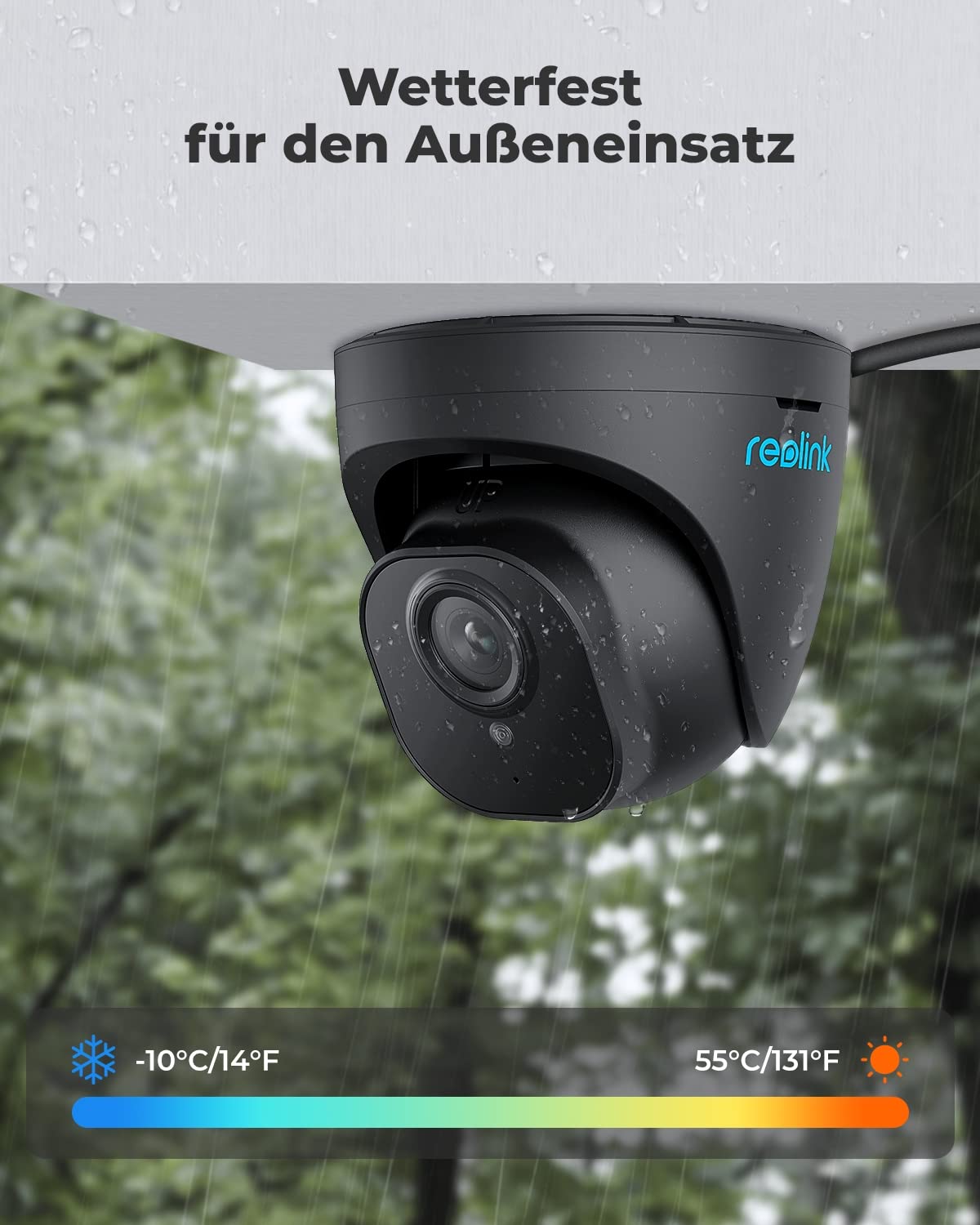 Reolink 5MP PoE Überwachungskamera Aussen mit Personen-/Autoerkennung, Smarte IP Kamera Outdoor mit Zeitraffer, IR Nachtsicht, Audio, Wasserfest, microSD Kartensteckplatz, RLC-520A Schwarz