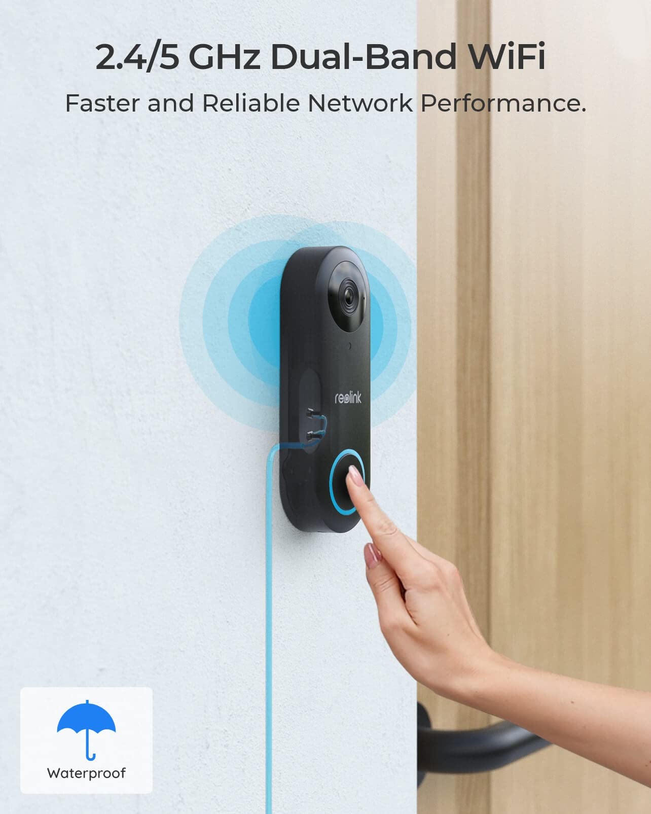 REOLINK Doorbell WiFi Camera - Wired 5MP Outdoor Video Doorbell, 5G&2.4G WiFi Security Camera System, Smart Detection Local Storage No Subscription Front Door Camera Home Security, Customized Chime V2