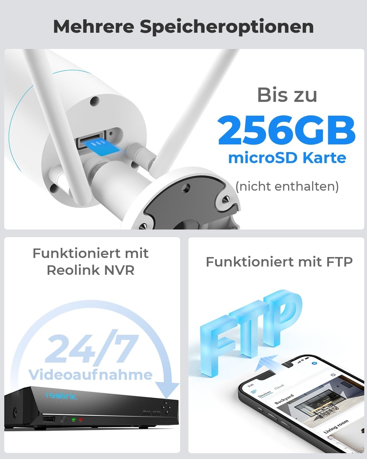 Reolink 5MP WLAN Kamera Outdoor, 2,4GHz/5GHz WLAN CCTV IP Kamera Aussen mit Personen-/Fahrzeugerkennung, IP66 Wetterfest, Nachtsicht, Bewegungsmelder, SD-Kartenslot, Zeitraffer, Außenkamera RLC-510WA