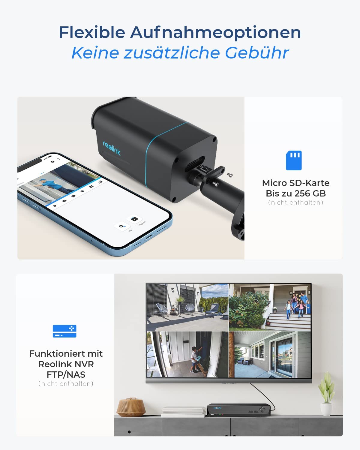 Reolink 4K PoE IP Kamera Outdoor mit Personen-/Autoerkennung, 5X optischer Zoom Überwachungskamera Aussen, Spotlight, Farbige Nachtsicht, Zwei-Wege-Audio, microSD Kartensteckplatz, RLC-811A Schwarz