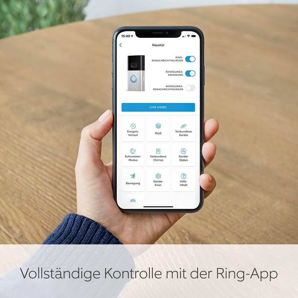 Ring Videotürklingel 4 Akku (Video Doorbell 4) | Türklingel mit Kamera, HD-Video, Gegensprechfunktion, Pre-Roll-Videovorschau, akkubetrieben | Video-Türsprechanlage für die Haustür | Alexa-kompatibel