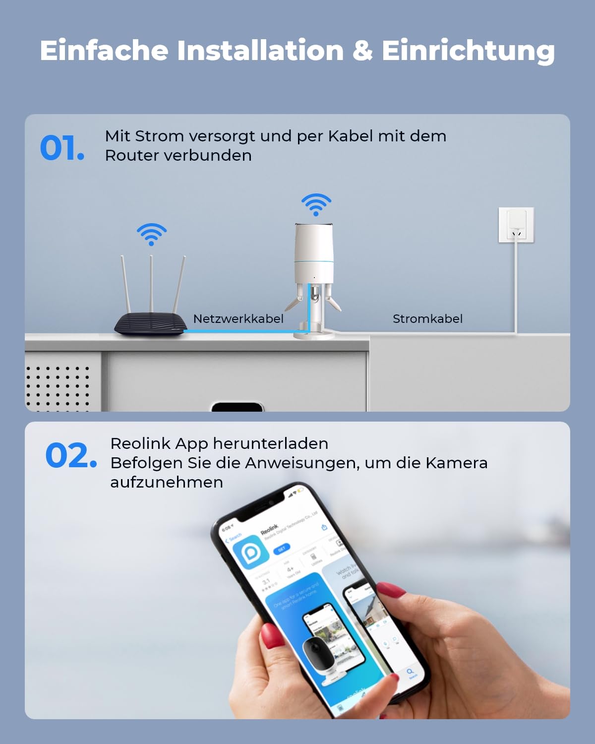 Reolink 5MP WLAN Kamera Outdoor, 2,4GHz/5GHz WLAN CCTV IP Kamera Aussen mit Personen-/Fahrzeugerkennung, IP66 Wetterfest, Nachtsicht, Bewegungsmelder, SD-Kartenslot, Zeitraffer, Außenkamera RLC-510WA