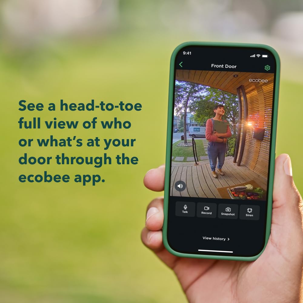 ecobee Smart Video Doorbell Camera (Wired) - with Industry Leading HD Camera, Smart Security, Night Vision, Person and Package Sensors, 2-Way Talk, and Video & Snapshot Recording