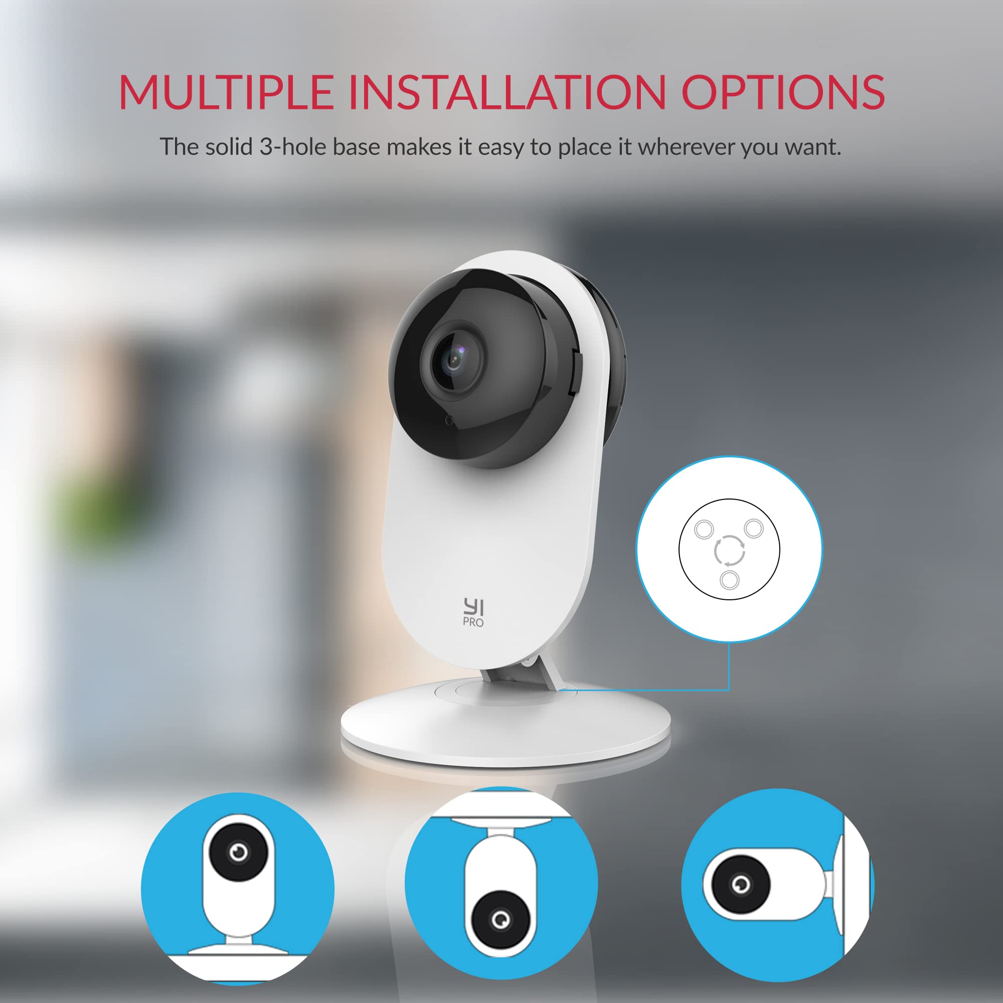 YI Pro 2K 4PC Home Security Camera, 2.4Ghz Indoor IP Camera with Person, Vehicle, Animal Detection, Phone App for Baby, Pet, Dog Monitoring, Works with Alexa and Google Assistant