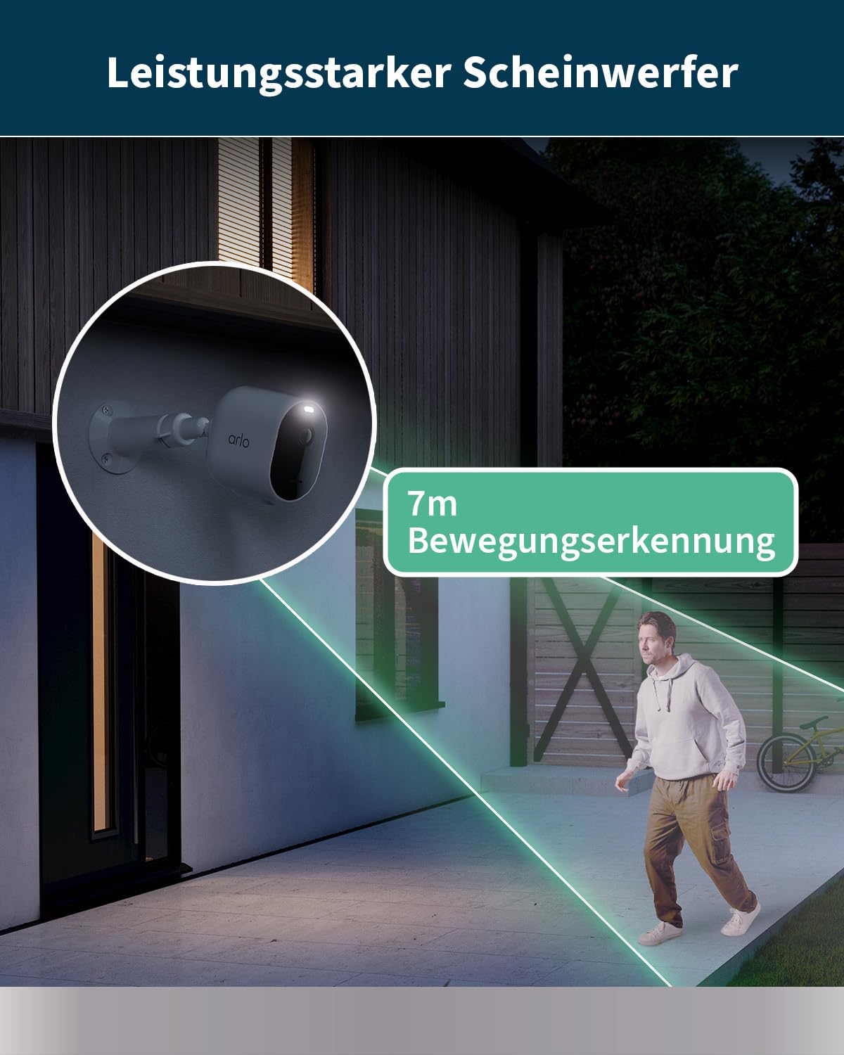 Arlo Pro 5 Überwachungskamera Aussen WLAN, 2K+ HDR Video, Kabellos, Verbesserte Farbnachtsicht, 160° Blickwinkel, Spotlight, 2-Wege Audio, Alarm Sirene Secure Testzeitraum, Weiß