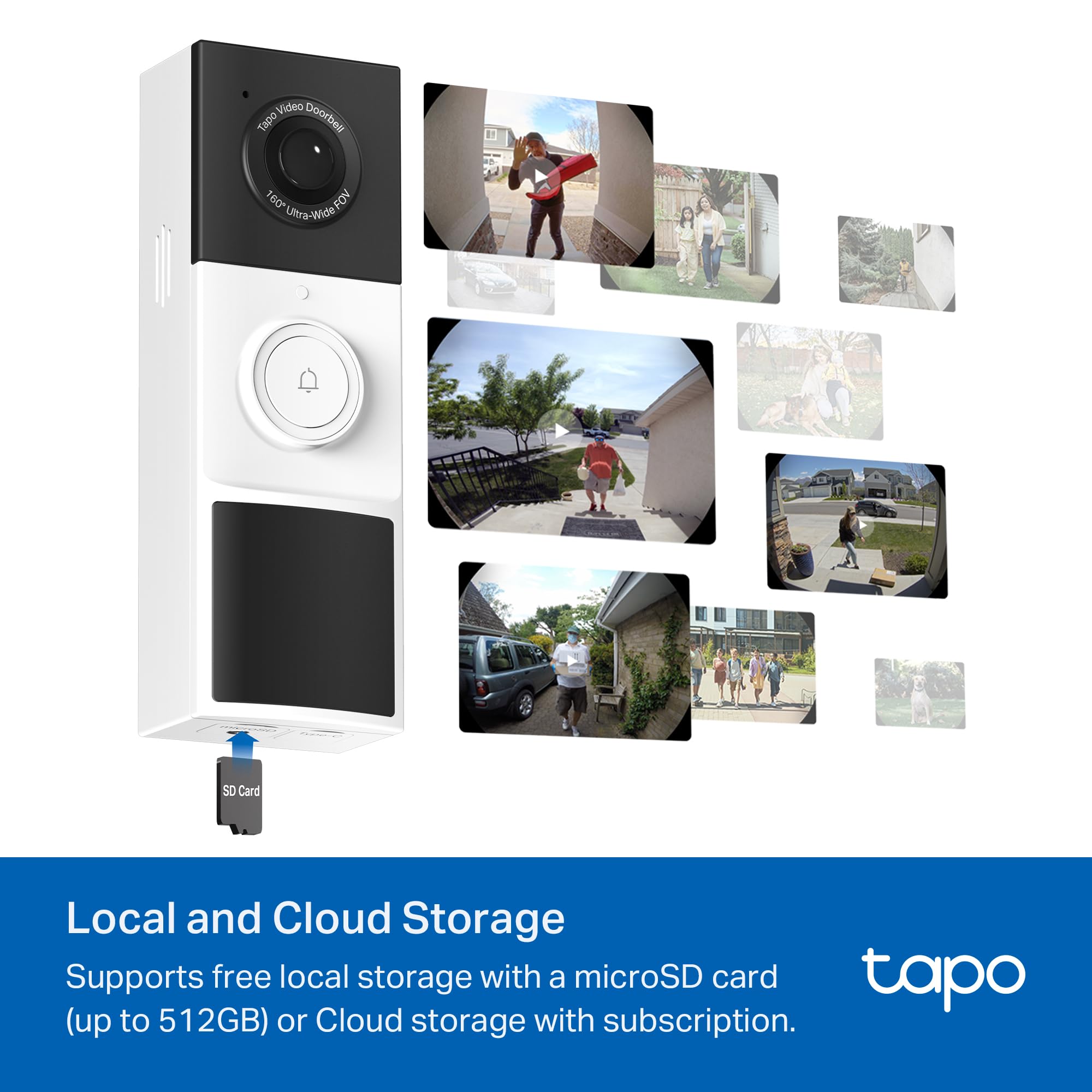 TP-Link Tapo Smart Video Doorbell Camera Wireless with Chime, 2K with Full Color Night Vison & Spotlights, No Monthly Fee, Ring Call, 160° Ultra-Wide View, Free AI Detection, Local Storage (D210)