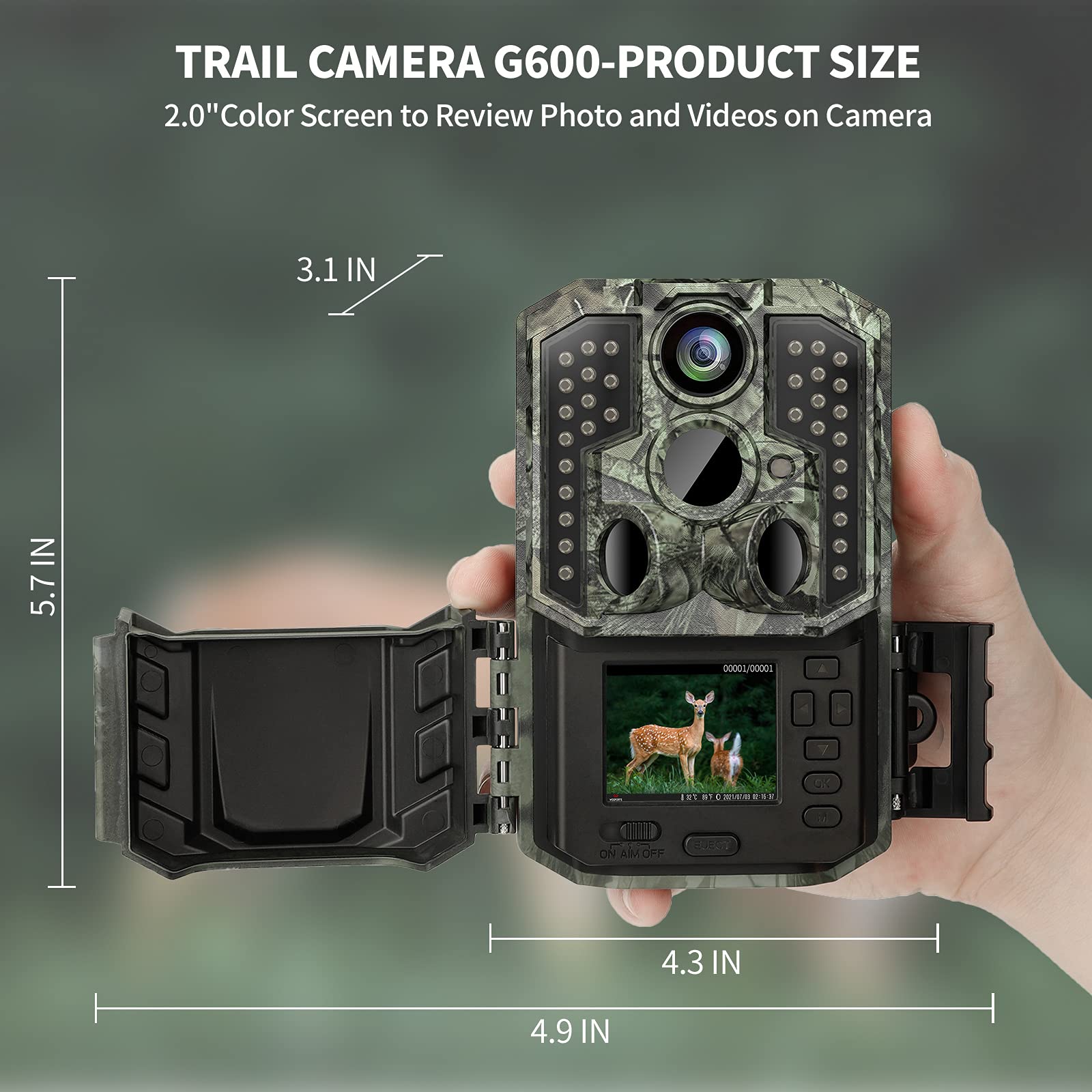 WOSPORTS Trail Camera,48MP 4K 0.2S Trigger Motion Activated,Game Hunting Camera with Night Vision IP66 Waterproof 2.0''LCD 120°Wide Camera Lens for Outdoor Scouting Wildlife Monitoring Home Security