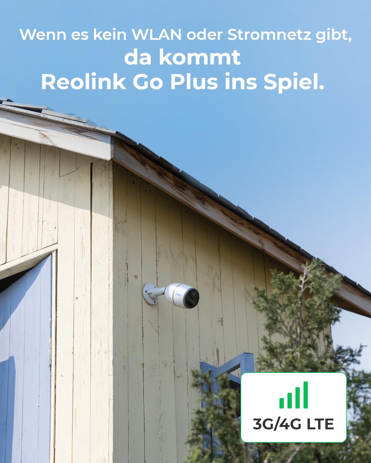 Reolink Go Plus 3G/4G LTE Überwachungskamera mit SIM-Kartenslot 2K 4MP HD, Personen-/Autoerkennung, Akku Kamera Aussen Ohne WLAN, Videoüberwachung, Kompatibel mit Alexa/Google, 2-Wege-Audio