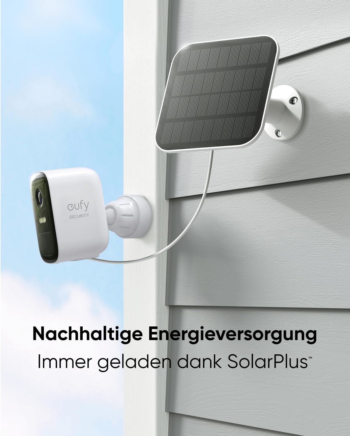 eufy Security eufyCam 2C 2-Kamera-Set, Solarpanel, Überwachungskamera Aussen Solar, HomeKit-kompatibel, 1080p HD, IP67-Wetterfest, Nachtsicht, Ohne monatliche Gebühren