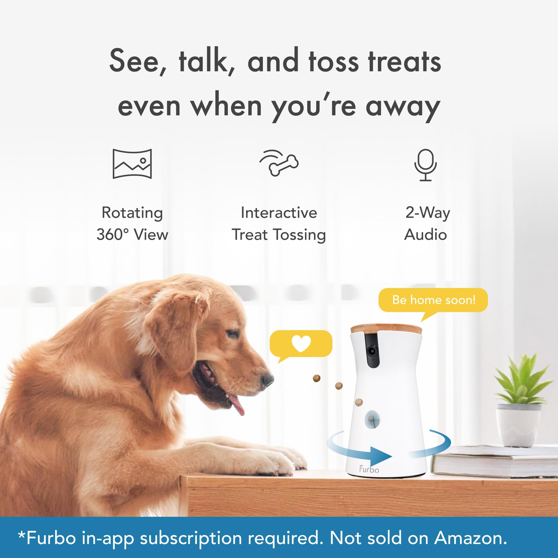 Furbo 360° Dog Camera + Nanny Bundle: Home Security & Dog Safety Alerts, Rotating Pet Treat Dispenser Camera with Speaker, Smart Home Indoor Cam w Phone App (Additional Subscription Required at Setup)