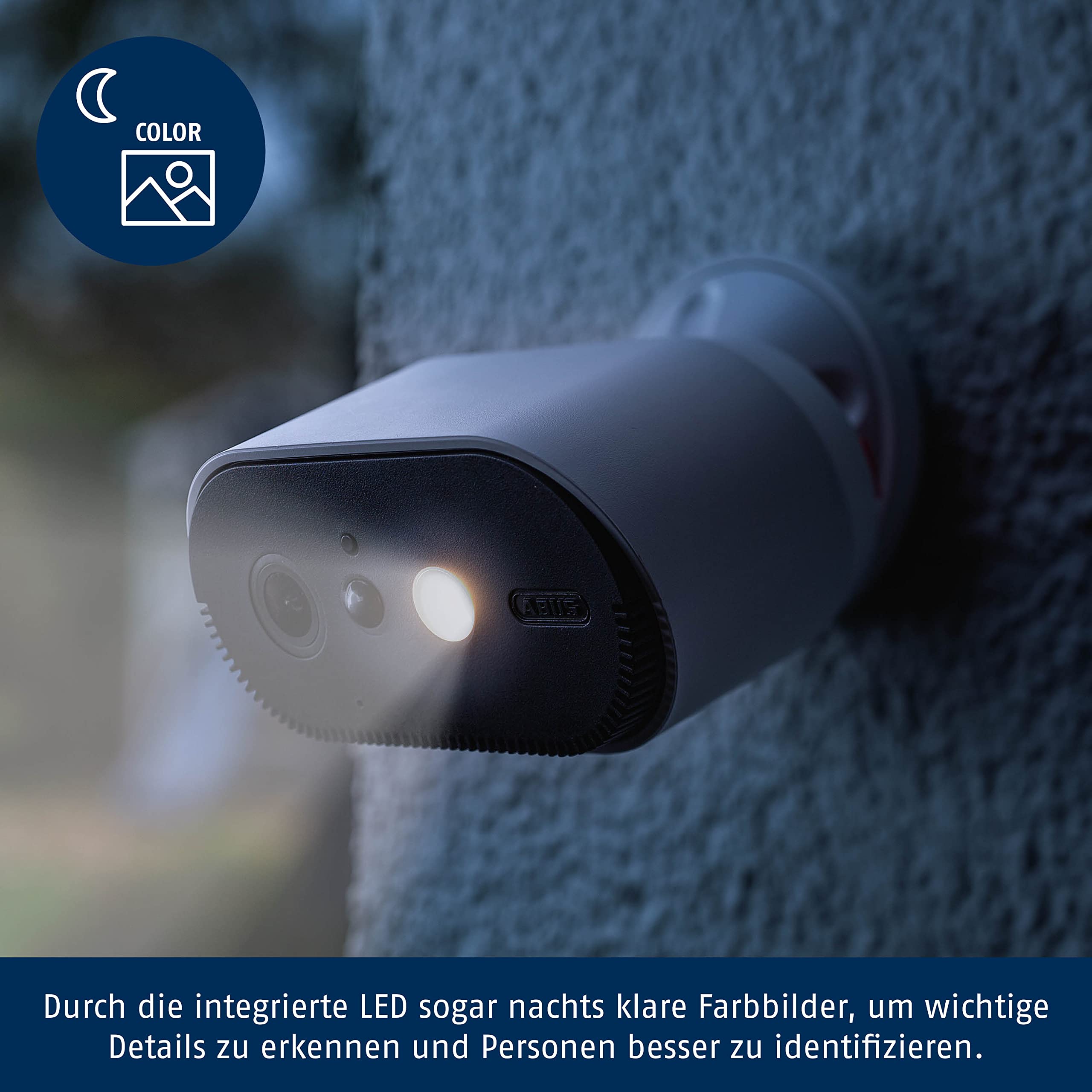 ABUS WLAN Akku Cam mit Basisstation (PPIC90000) - komplett kabellose Überwachungskamera mit Push-Nachricht bei Bewegungsalarm, Farbbildern sogar nachts sowie Zugriff per App