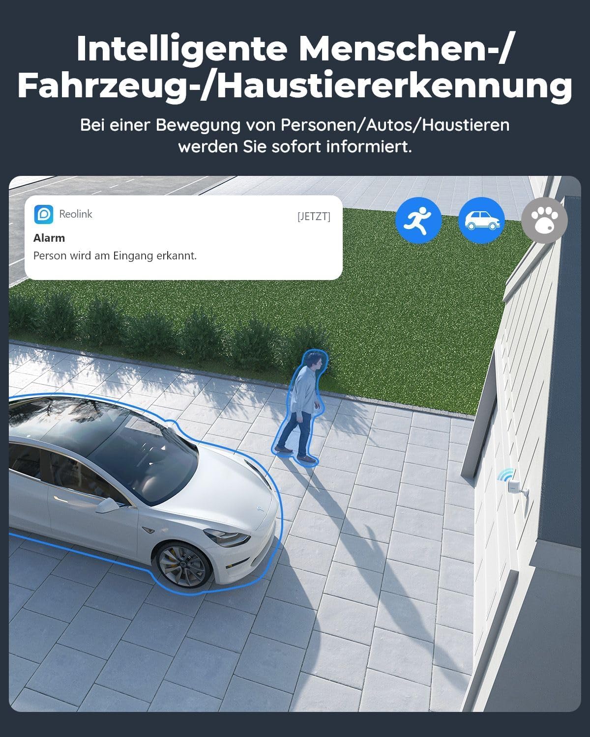 Reolink 5MP Überwachungskamera Aussen Akku Argus 3 Pro+Solarpanel, 2,4/5GHz WiFi, Solar WLAN Kamera Outdoor mit Mensch/Auto/Tiererkennung, Farbnachtsicht, Kein Hub Erforderlich, Keine Monatsgebühr