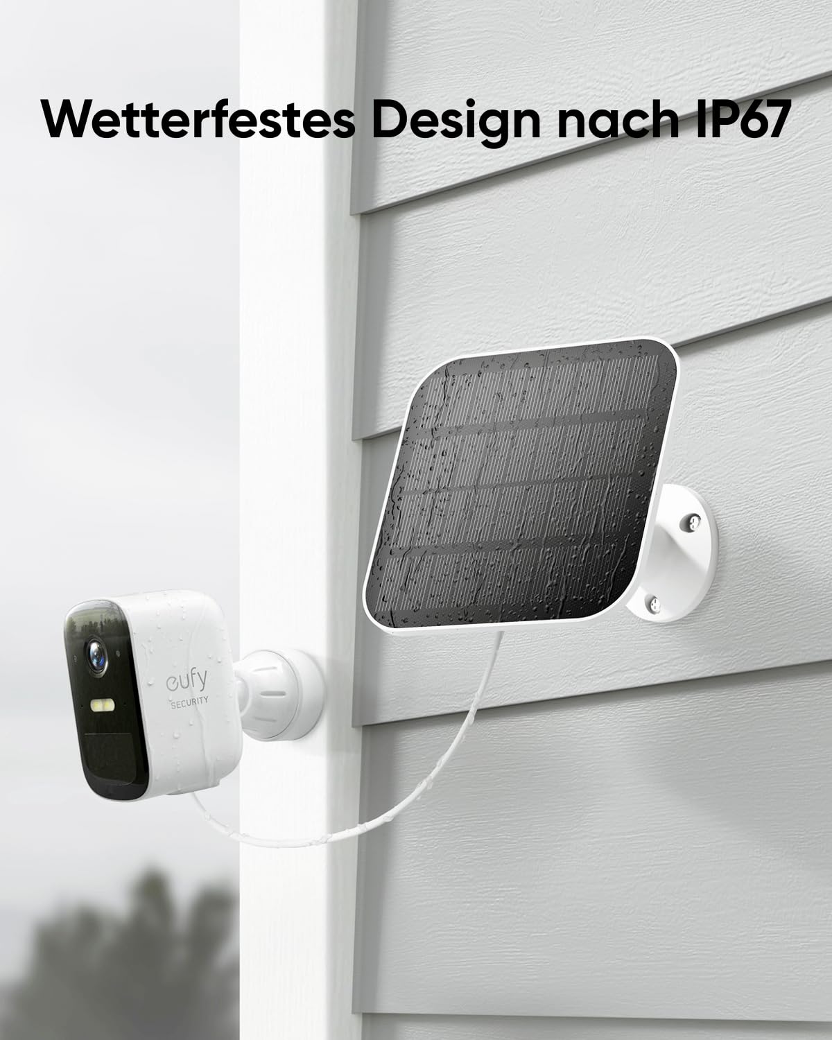 eufy Security eufyCam 2C 2-Kamera-Set, Solarpanel, Überwachungskamera Aussen Solar, HomeKit-kompatibel, 1080p HD, IP67-Wetterfest, Nachtsicht, Ohne monatliche Gebühren