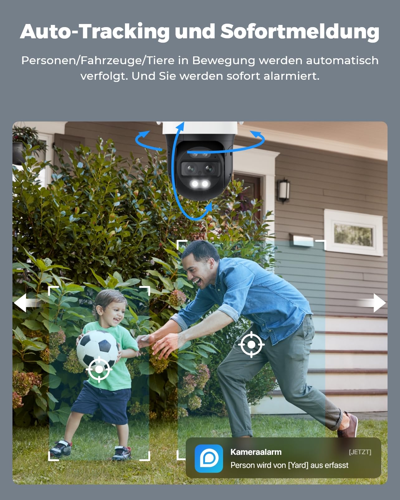 Reolink 4K 8MP Wi-Fi 6 PTZ Überwachungskamera Aussen mit Dual-Objektiv, Auto-Tracking, Smarte Personen-/Fahrzeug-/Haustiererkennung, 6X Hybrid-Zoom, Farbnachtsicht, 2-Wege-Audio, Trackmix WiFi