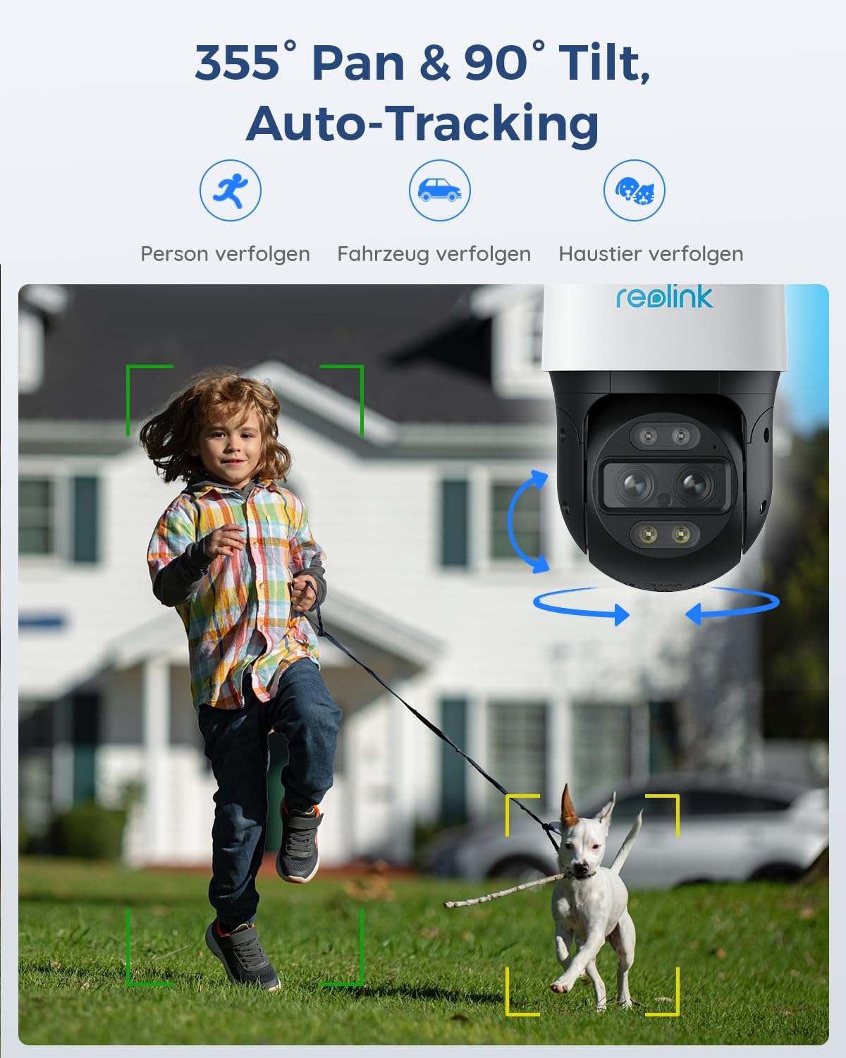 Reolink 4K 8MP PTZ PoE Überwachungskamera Außen mit Dual-Objektiv, 6X Hybridzoom, 355°/90° Schwenkbar, Auto-Tracking, Farbnachtsicht, Personen-/Fahrzeug-/Tiererkennung, 2-Wege-Audio, TrackMix PoE