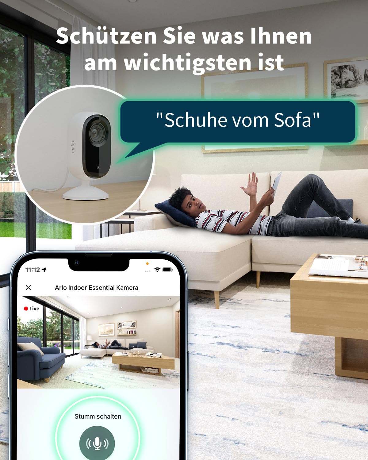 Arlo Indoor Überwachungskamera Innen, 2er Set, HD Video, 2-Wege-Audio, Bewegungsmelder, Kabelgebunden, Ideal Als Babyphone, Haustierkamera, Hausüberwachung + Arlo Secure Plan Testzeitraum, Weiß