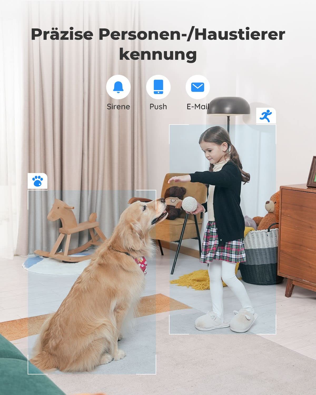 Reolink 5MP PTZ WLAN Überwachungskamera Innen, 2,4/5 GHz WiFi Baby Monitor mit Mensch/Haustiererkennung, Auto-Tracking, 3X Optischem Zoom, Heimüberwachungskamera für Ältere Kids, 2-Wege-Audio, E1 Zoom