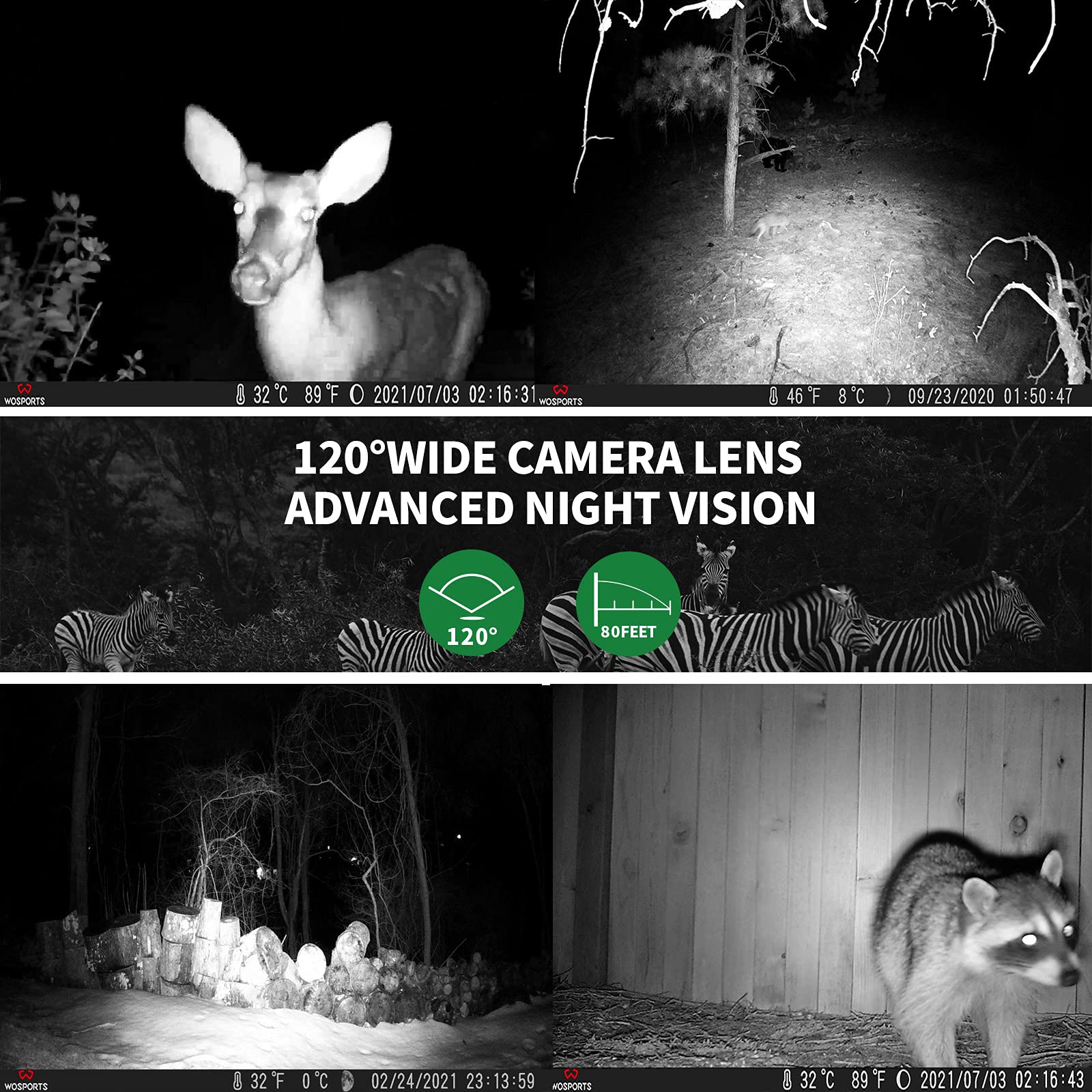 WOSPORTS Trail Camera,48MP 4K 0.2S Trigger Motion Activated,Game Hunting Camera with Night Vision IP66 Waterproof 2.0''LCD 120°Wide Camera Lens for Outdoor Scouting Wildlife Monitoring Home Security