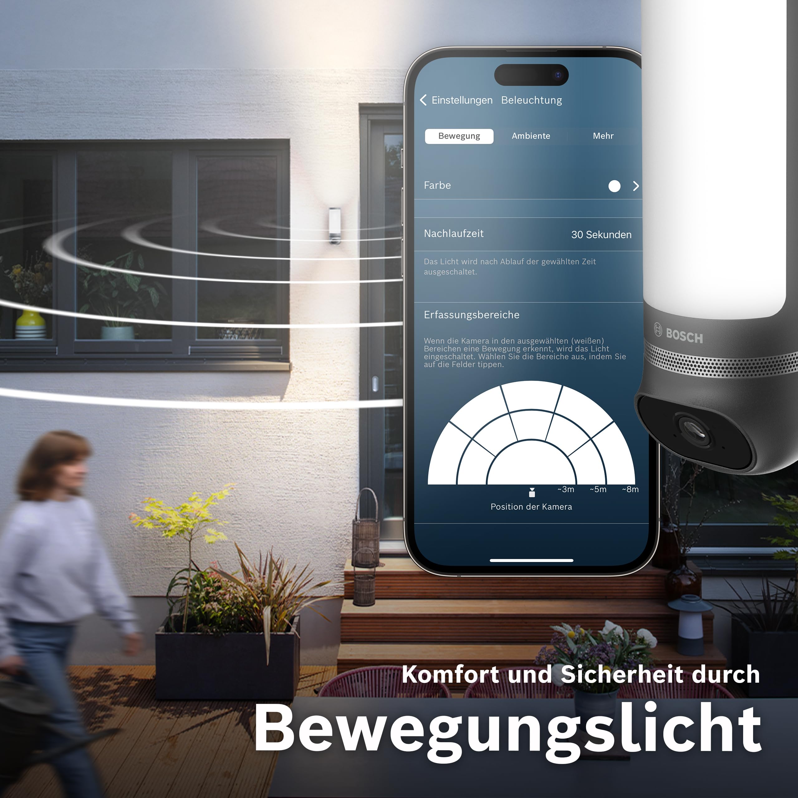 Bosch Smart Home Außenkamera II, Überwachungskamera Außen, 1080p Full-HD Auflösung mit integrierter Alarmsirene und Design-Leuchte, kompatibel mit Amazon Alexa, anthrazit – Amazon exklusiv